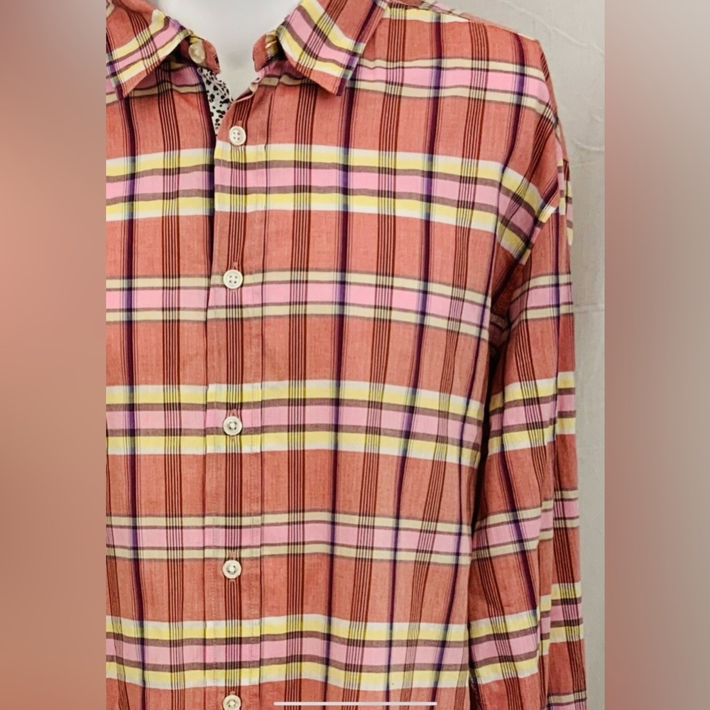 Boss Orange-HUGO-Men's Plaid Shirt - Pink and Yellow SZ M